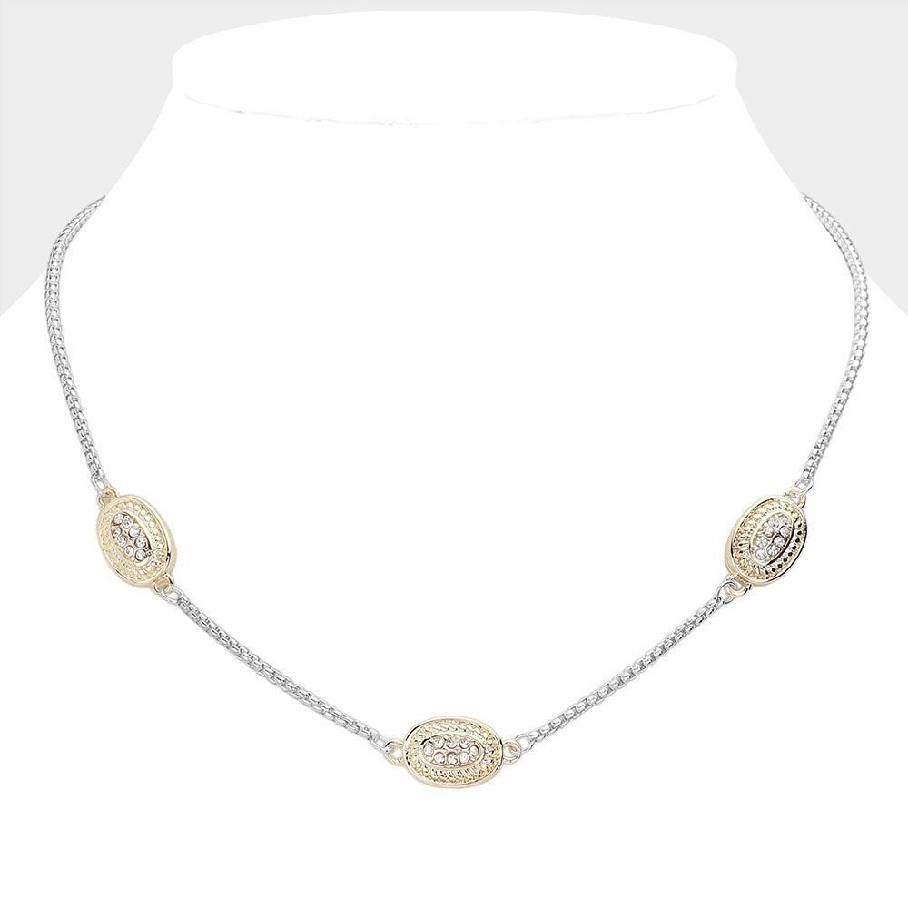 NWT MX Signature Gold Plated choker yellow & white gold with CZ pendants